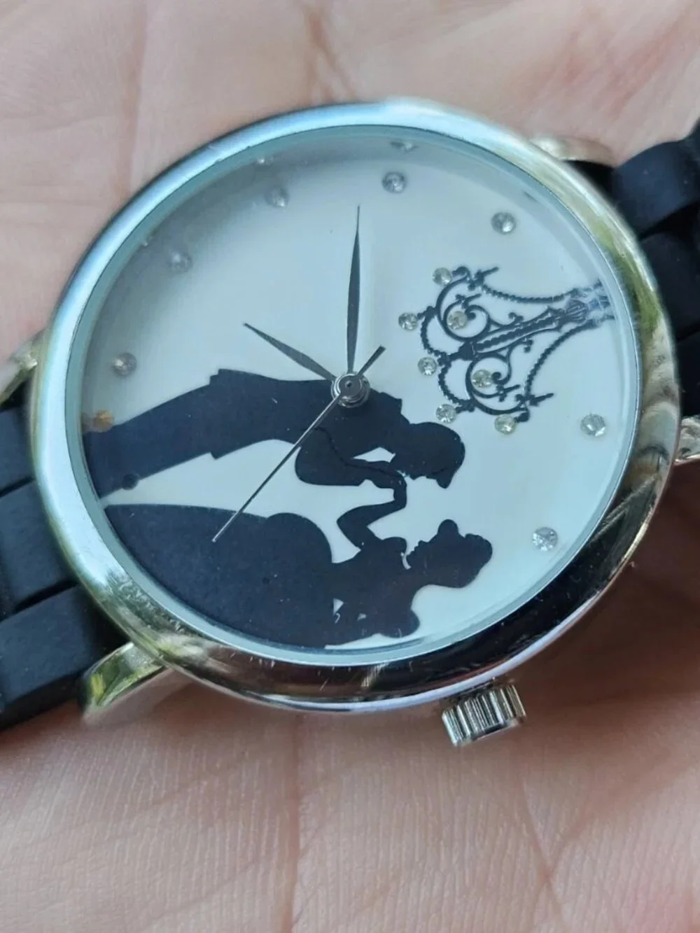 Disney Accutime Wristwatch Black Rubber Strap Quartz Prince Charming Watch